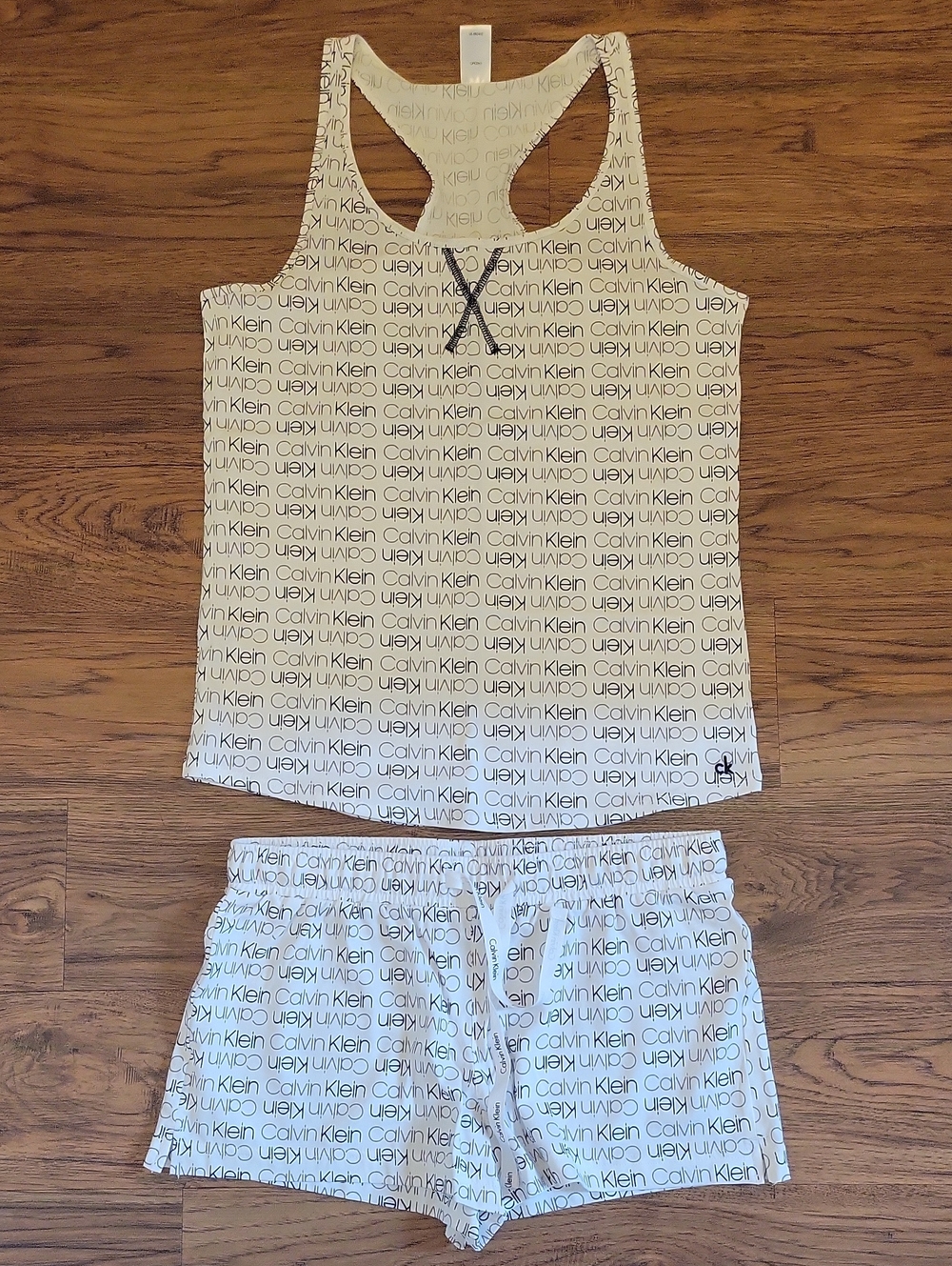Calvin Klein White Logo-Print Racerback Tank & Shorts Sleep Set